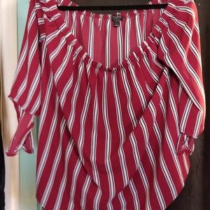 For Justify deep red/white off shoulder top